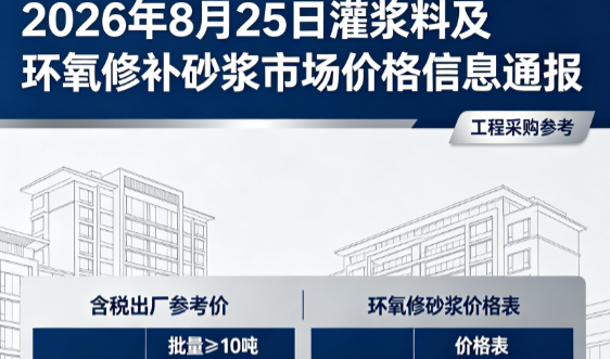 灞桥2026年8月25日灌浆料及环氧修补砂浆市场价格信息通报